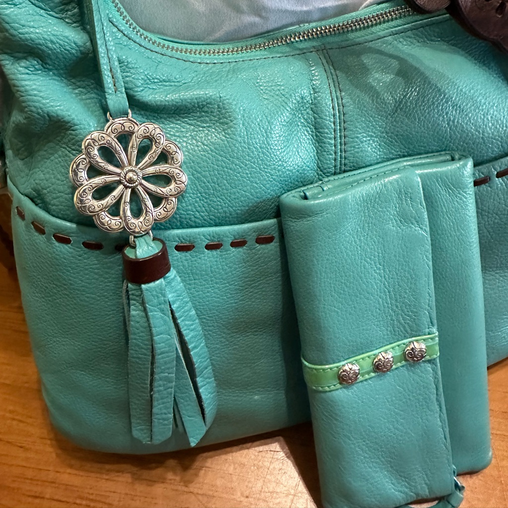 Brighton Hobo Hand Bag And Matching Wallet (Turquoise)